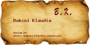 Bakcsi Klaudia névjegykártya